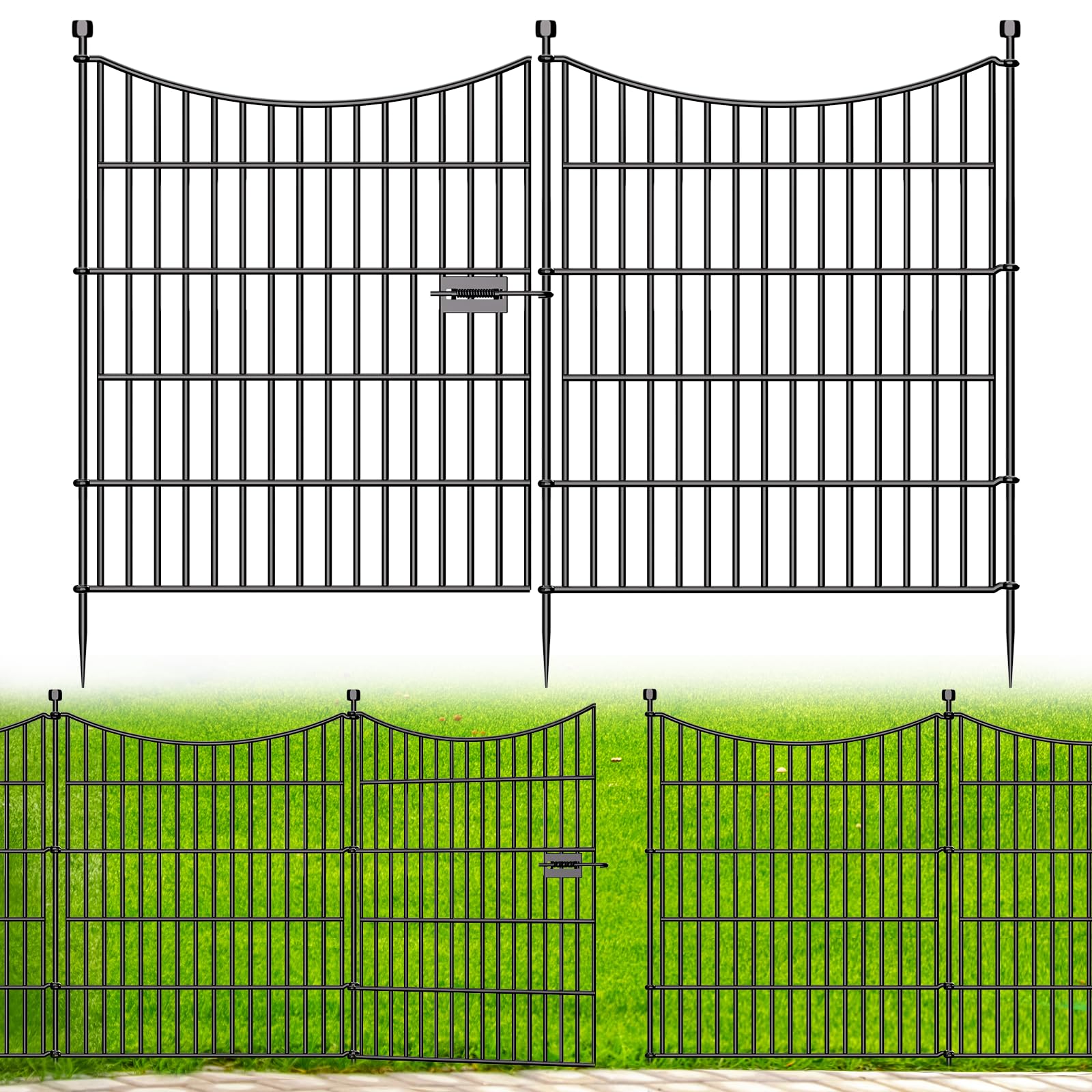 No Dig Dog Fence Outdoor for Yard with Gate, 32 in(H) X 11.8 ft(L)
