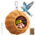 TYDBT Bird Nest for Cage, Hanging Rattan Parrot Bed, Washable Breathable for Parakeets Cockatiels Lovebirds(Circular Opening)