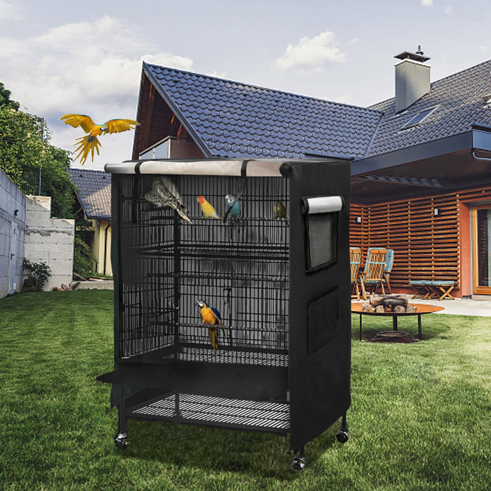 Bird Cage Cover Good Night for Medium Cage with Zipper, Bird Universal Pet Cover Good Night for Cats, Mink, Totoro, Parakeet, Parrot and Small Animals, Medium (20" L x 15" W x 39" H)