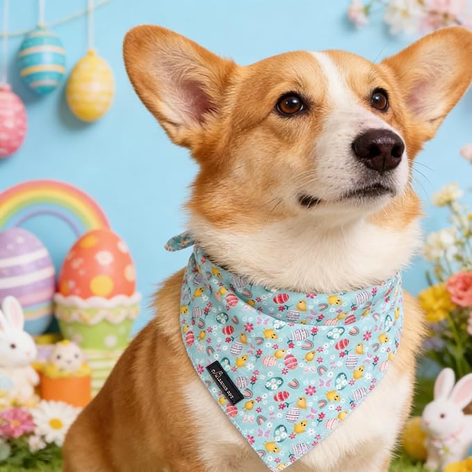 ARING PET Easter Dog Bandanas, Green Chick Eggs Pet Bandana Scarf Triangle Bibs for Puppy Small Medium Large Boy Girl Dogs Cats-S