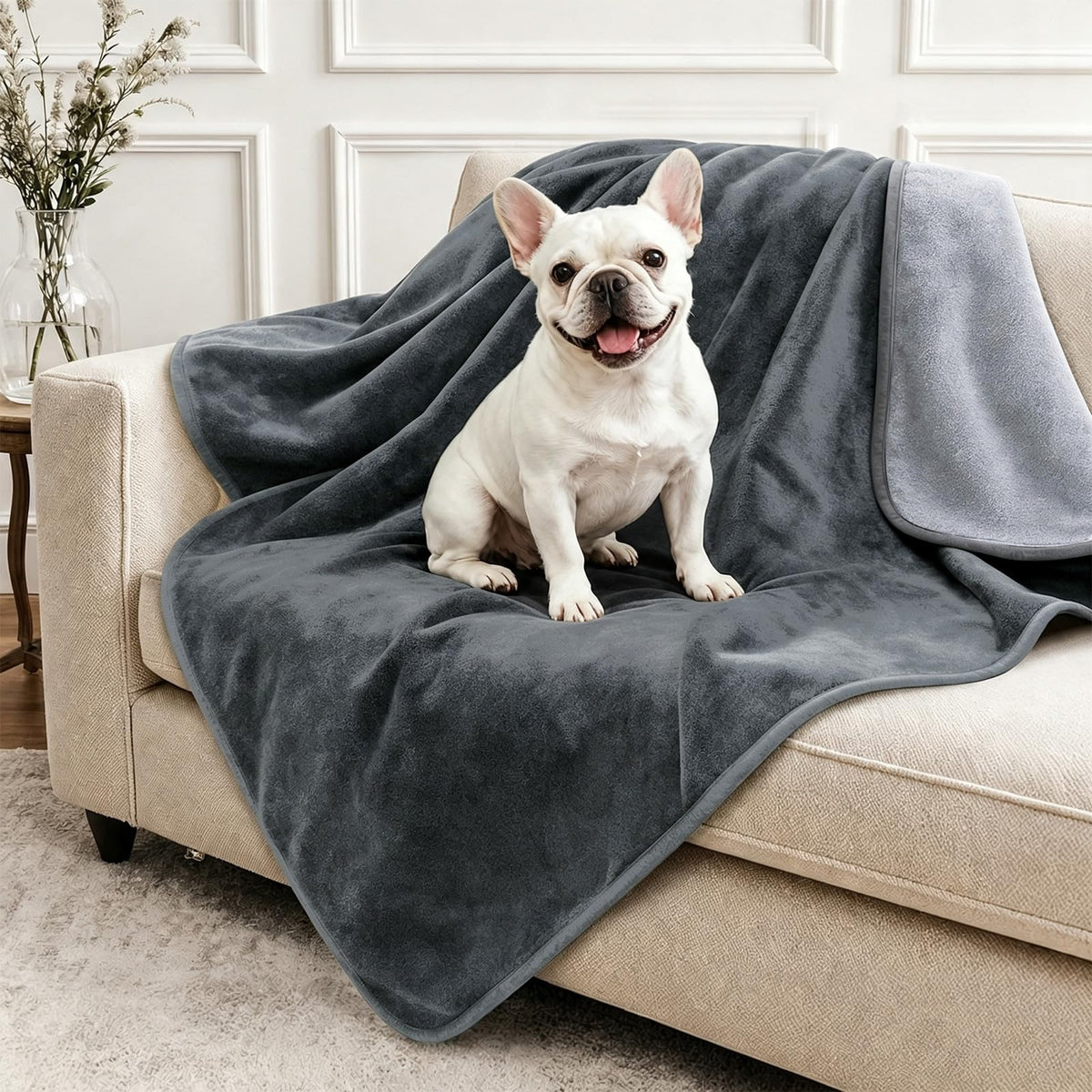 LOOBANI Waterproof Blanket for Bed, Soft Flannel Twin Bed Blanket 60" x 80"