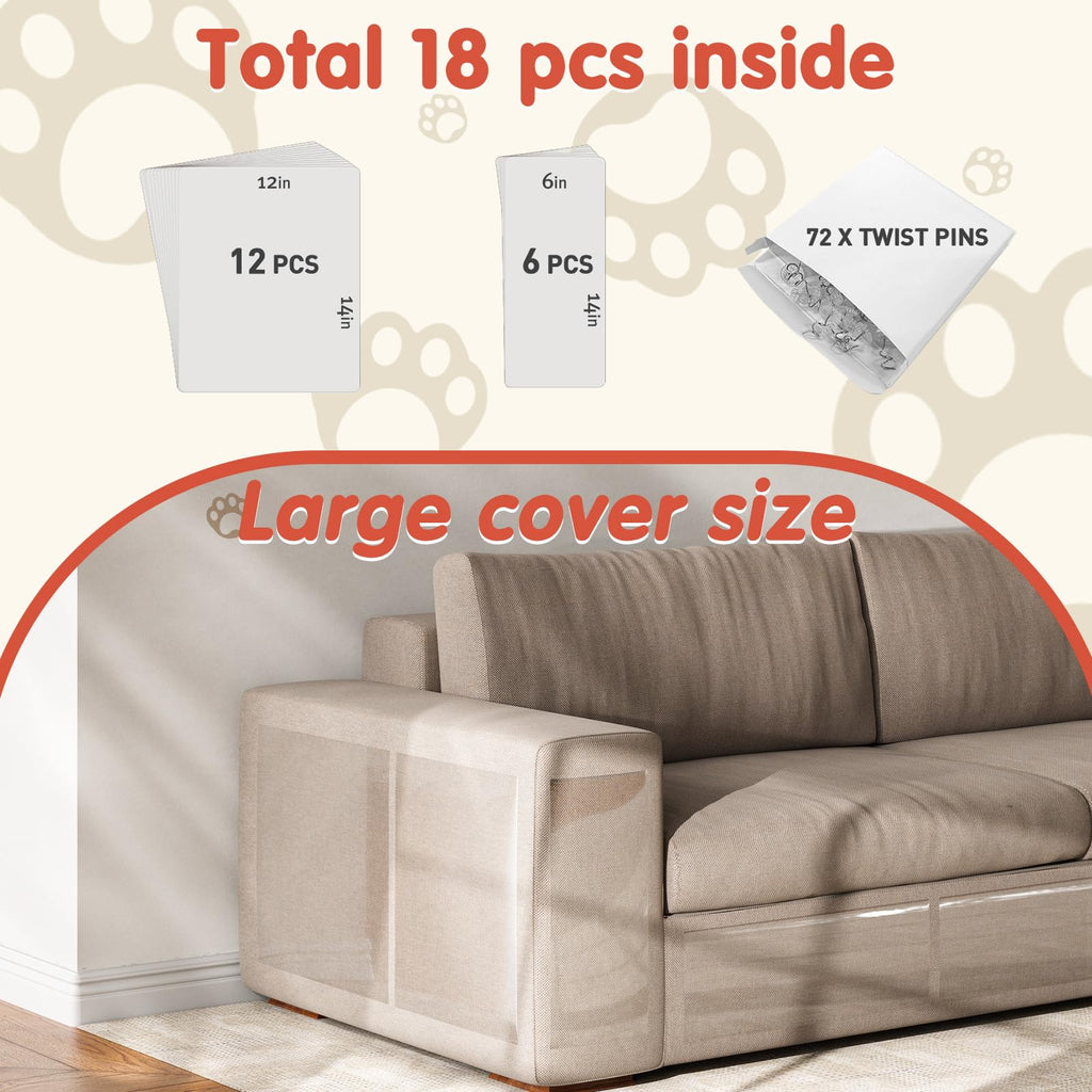 Secopad 18 PCS Cat Scratch Furniture Protector, Couch Protector, 14IN
