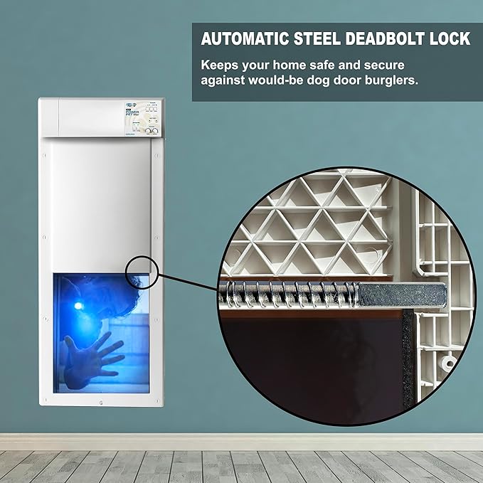 Power Pet Automatic Electronic Pet Door by High Tech Pet - Pet Operated Dog Door, High Security, Air Tight, for Large Dogs 30-100 lbs. (12 1/4" x 16" Pet Opening), Door Mount, Easy Install - PX-2DM