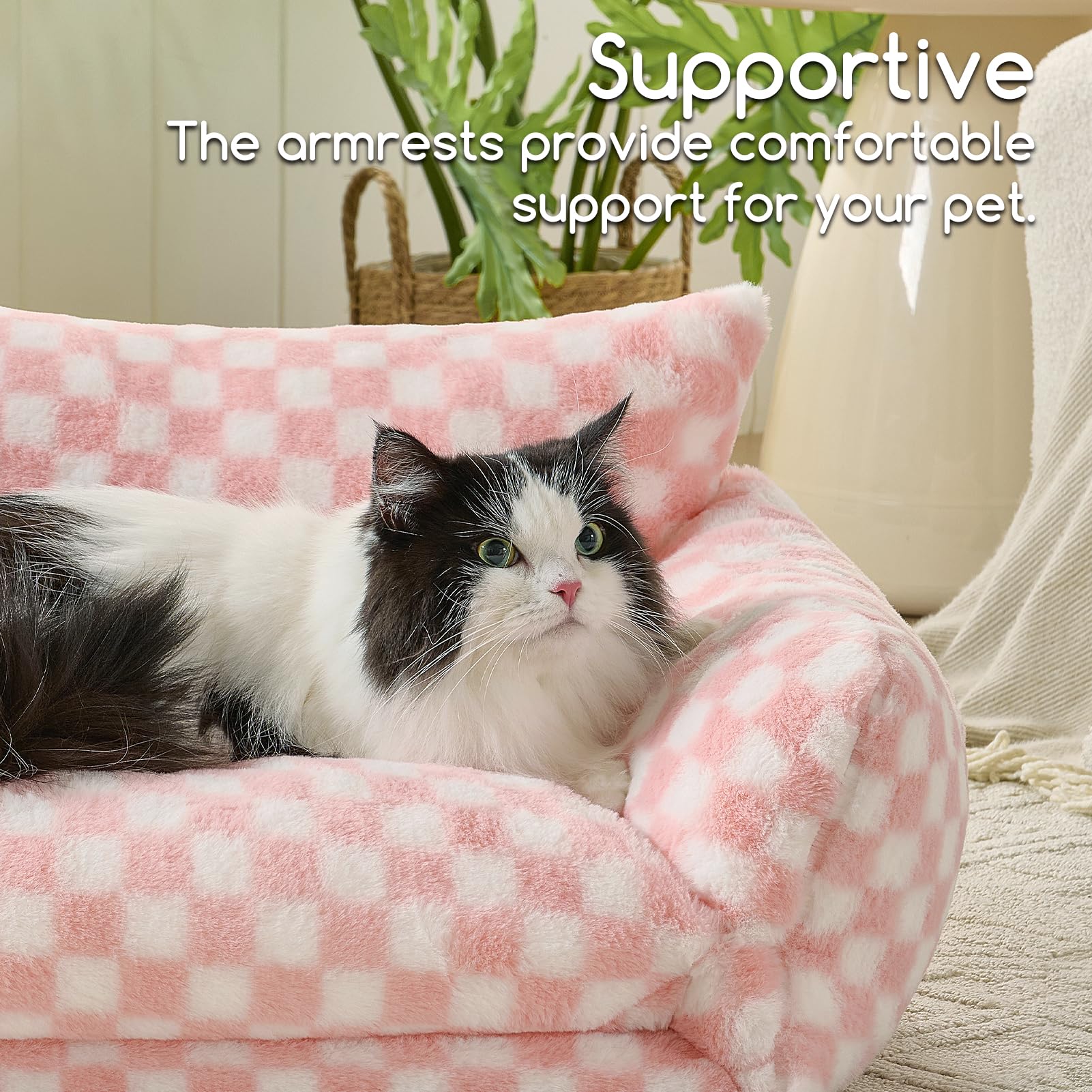 Hollypet Cat Bed Small Dog Orthopedic Couch Beds for Pets up to 20 lbs