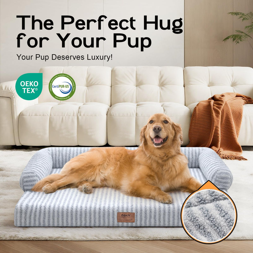 MEKIY Orthopedic XL Dog Bed with Bolster for Extra Large Size Dogs
