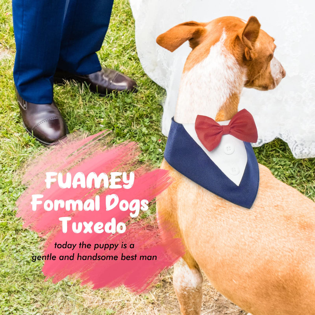 Dog Tuxedo Suit Bandanas Wedding Outfit with Bow Tie Collar for Large Dogs