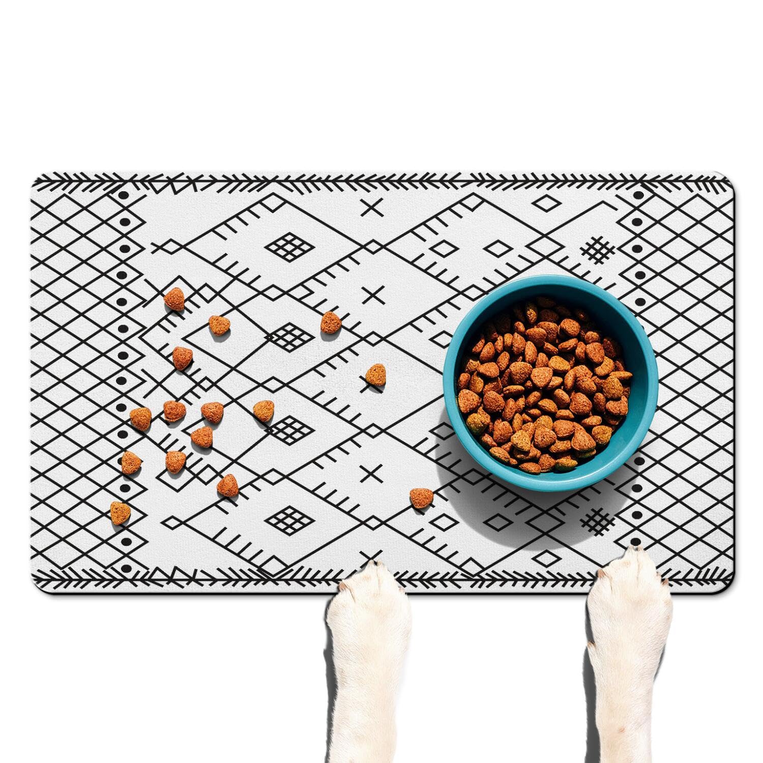 Absorbent Pet Dog Bowl Mat for Food and Water, Pet Cat Food Feeding Mat with Non Slip Rubber Backing, Dog Food Mats for Floors Waterproof, 24"x32"