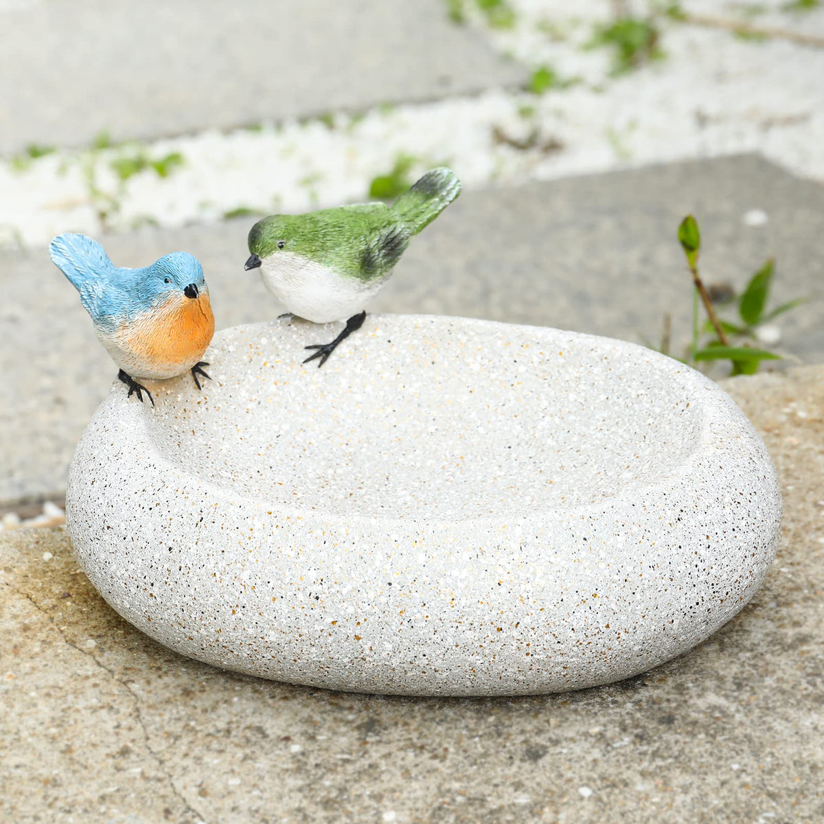 MUMTOP Bird Bath for Outdoors, Resin Garden Round Birdbath Bowl Yard Decor