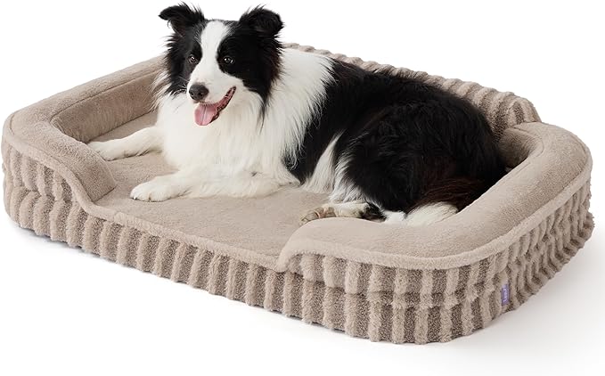 LE SURE Cute Cozy High Back Orthopedic XL Dog Bed with Sides