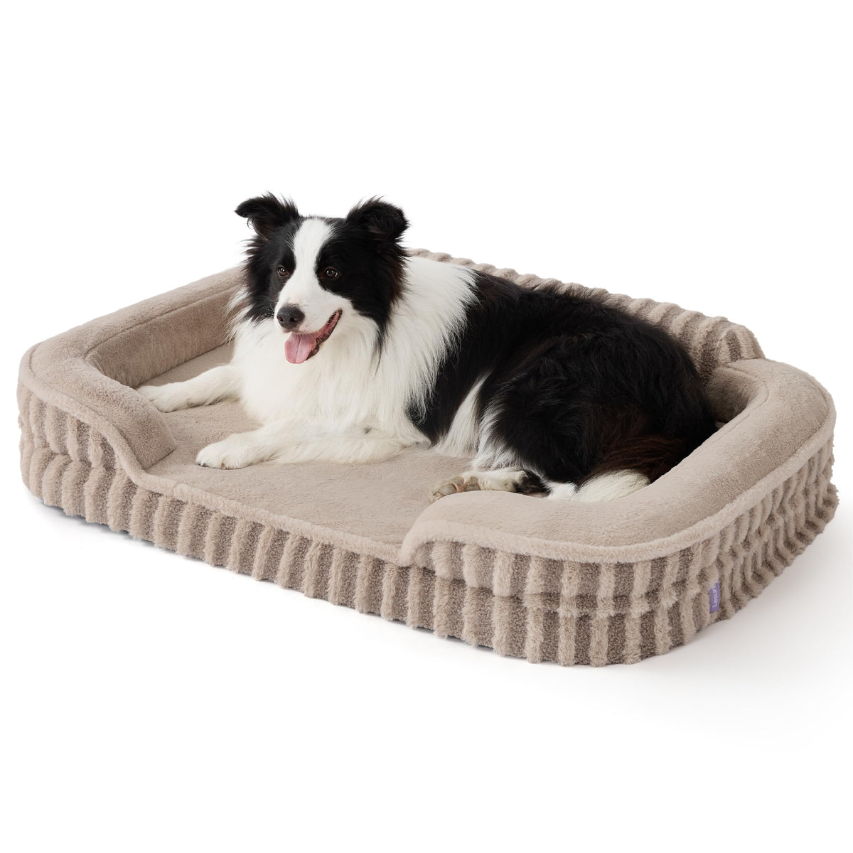 LE SURE Cute Cozy High Back Orthopedic Dog Beds Large Sized Dog,35" Beige