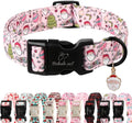 Babole Pet Christmas Dog Collar for Large Dogs - Cute Santa Print Pink Christmas Collars for Dogs, Soft Adjustable Winter Holiday Dog Collars with Quick Release Buckle L