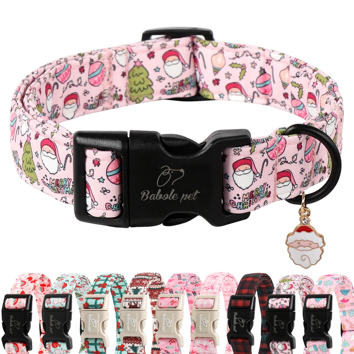 Babole Pet Nylon Dog Collar - Adjustable Black Soft Webbing Dog Collars for Small Medium Large Dogs Boy Girl Puppy Collar with Safety Metal Buckle S