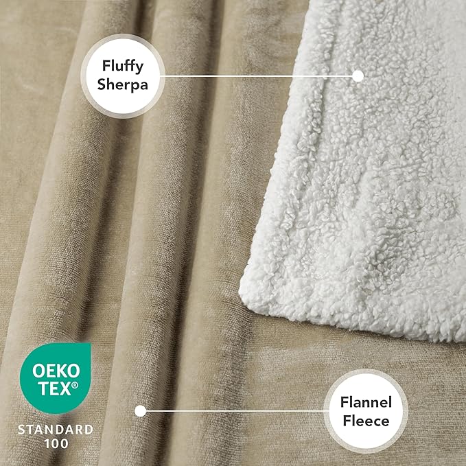 PetAmi Dog Blanket for Bed, XL Pet Blanket Large Dogs, Fleece Furniture Couch Cover Protector Sofa Car Crate Kennel, Soft Sherpa Cat Throw Plush Reversible Washable, Twin 60x80 Taupe