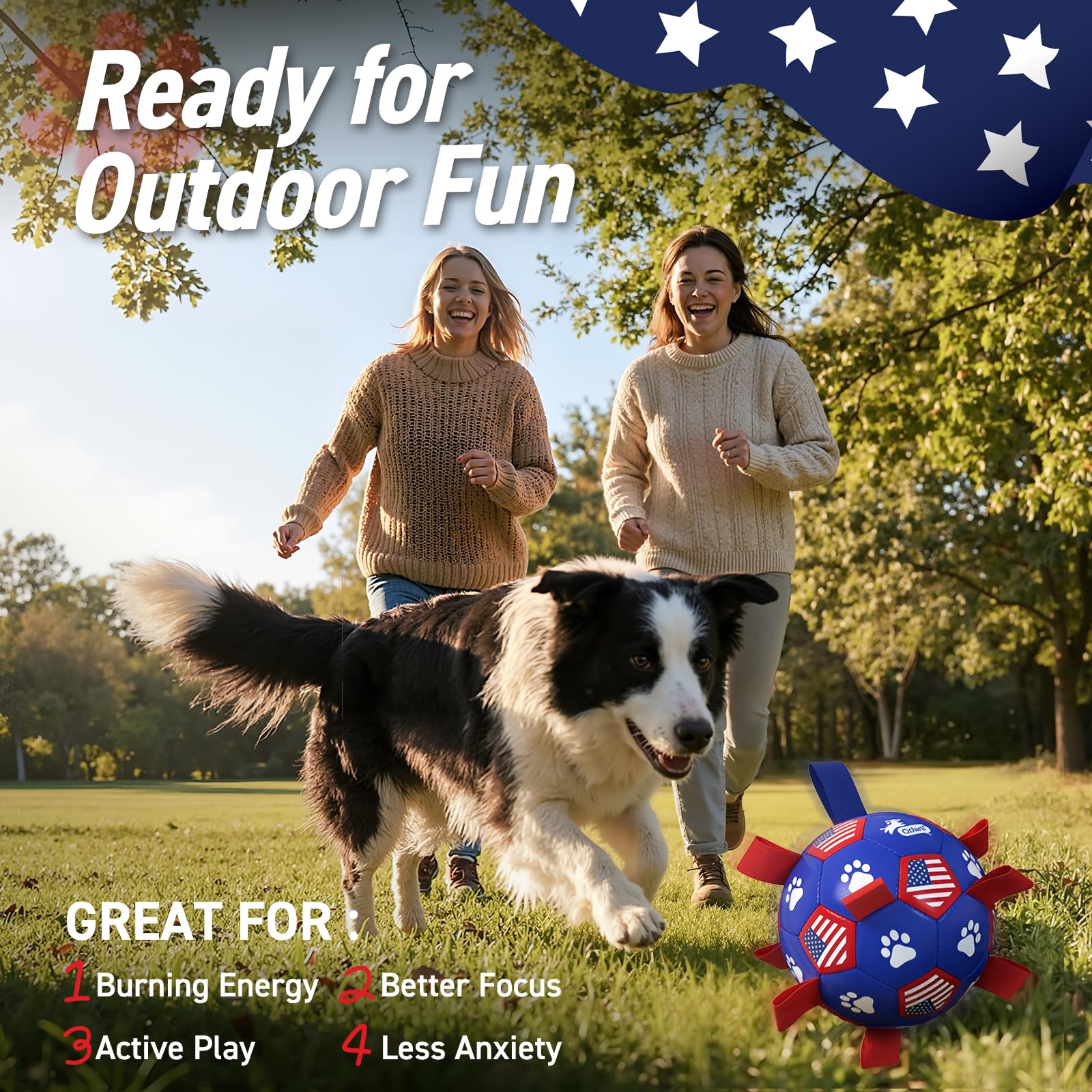 QDAN Dog Toys Soccer Ball with Straps, 8 Inch Dog Balls for Large Dogs