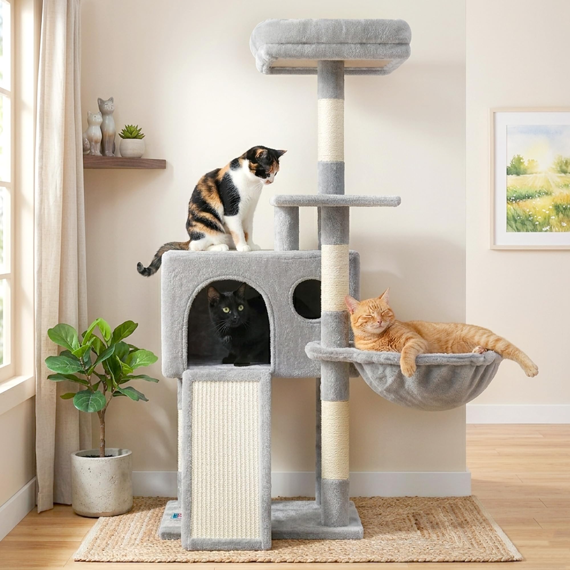 Gitelsnour Cat Tree Tower 42'' with Condo, Indoor Scratching Post GCT005SW