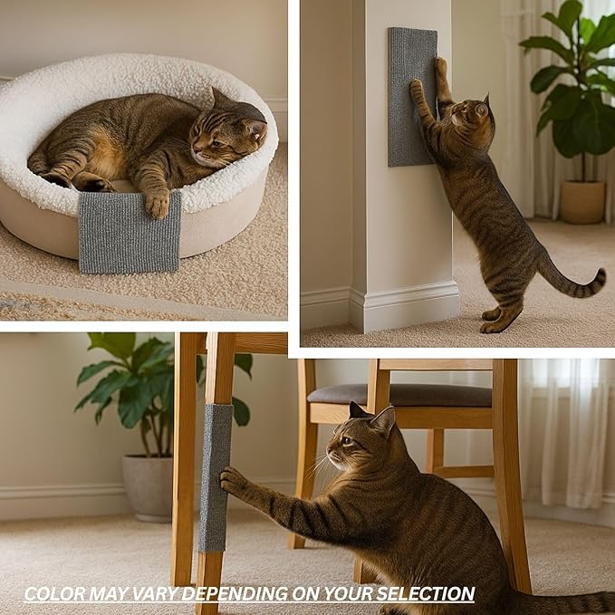Cat Scratch Mat (Blue, 10 Pack), 23.6’’ x 11.8’’ Cat Wall Corner Scratcher, Versatile Self-Adhesive Replacement Easy Use for Cat Trees, Wall Furniture, Scratching Posts, and Couch Protection