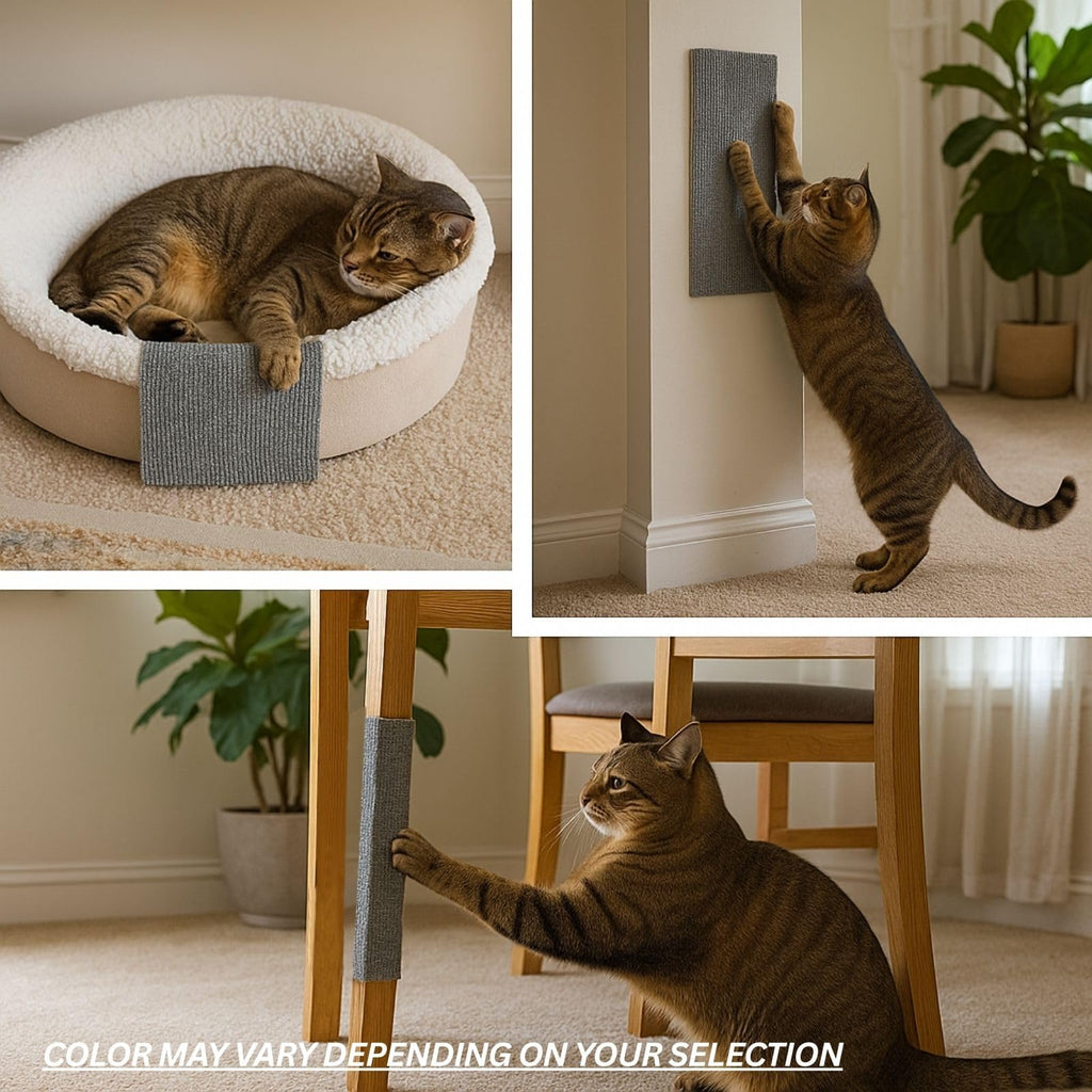 Cat Scratch Mat (3 Pack), 23.6’’ x 11.8’’ Cat Wall Corner Scratcher, Versatile Self-Adhesive Replacement Easy Use for Cat Trees Wall Furniture, Scratching Posts, and Couch Protection (Beige)