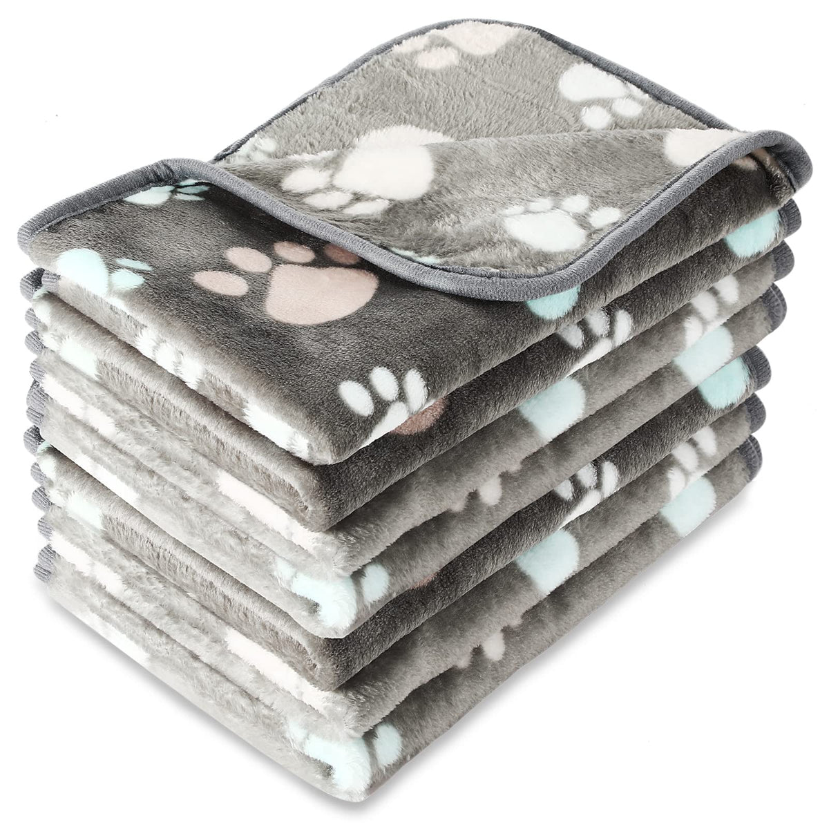 Tatuo 4 Pack Fleece Dog Blanket for Pet,Black,24 x 16 Inch,Paw