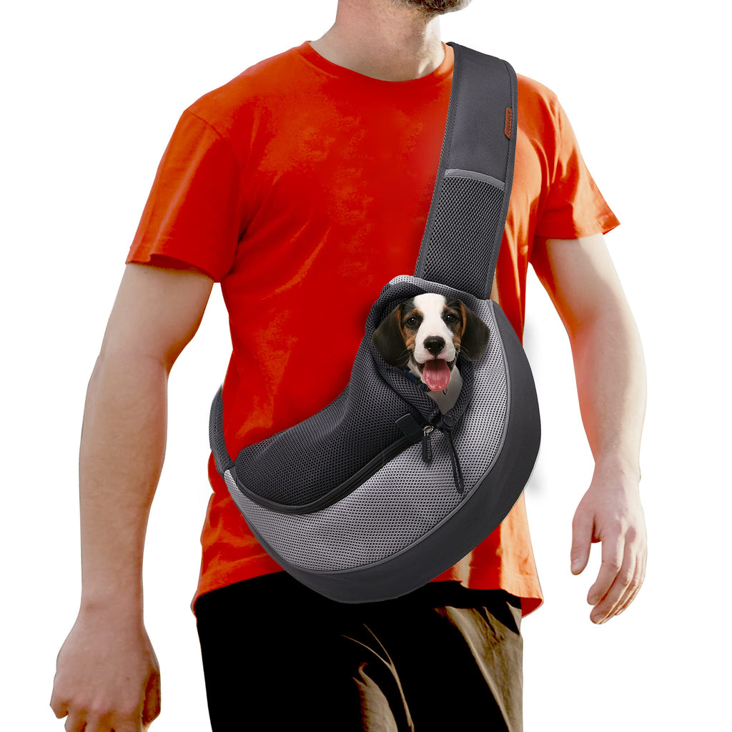FDJASGY Pet Sling Carrier for Small Dogs Cats,Breathable Mesh Travelling Hand Free Puppy Backpack with Pouch and Adjustable Strap Carrier