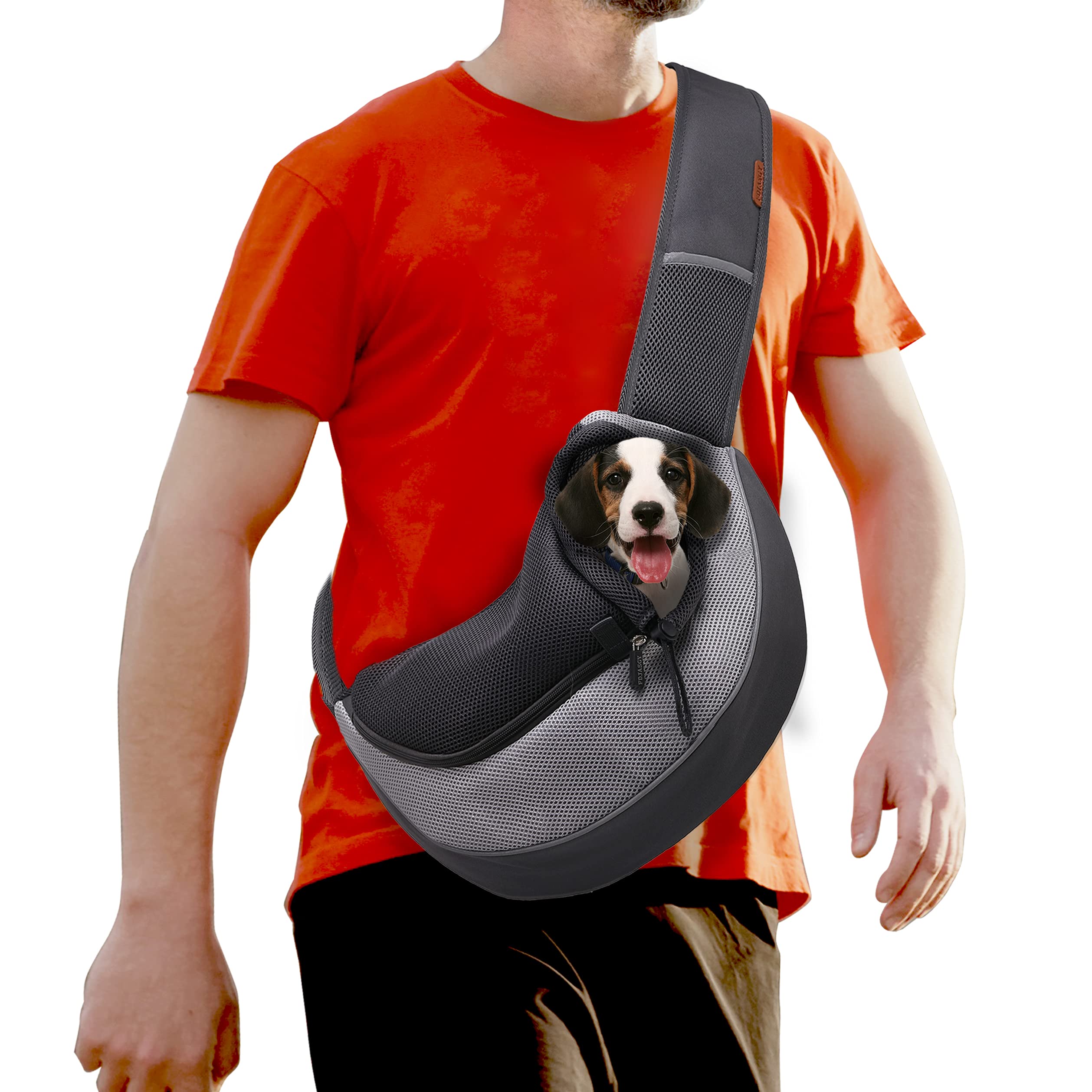 FDJASGY Pet Sling Carrier for Small Dogs Cats,Breathable Mesh Travelling Hand Free Puppy Backpack with Pouch and Adjustable Strap Carrier