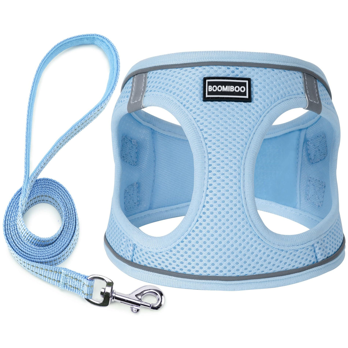 Dog Harness with Leash Set, Step-in Adjustable Puppy Pet Vest,Blue Stripe S