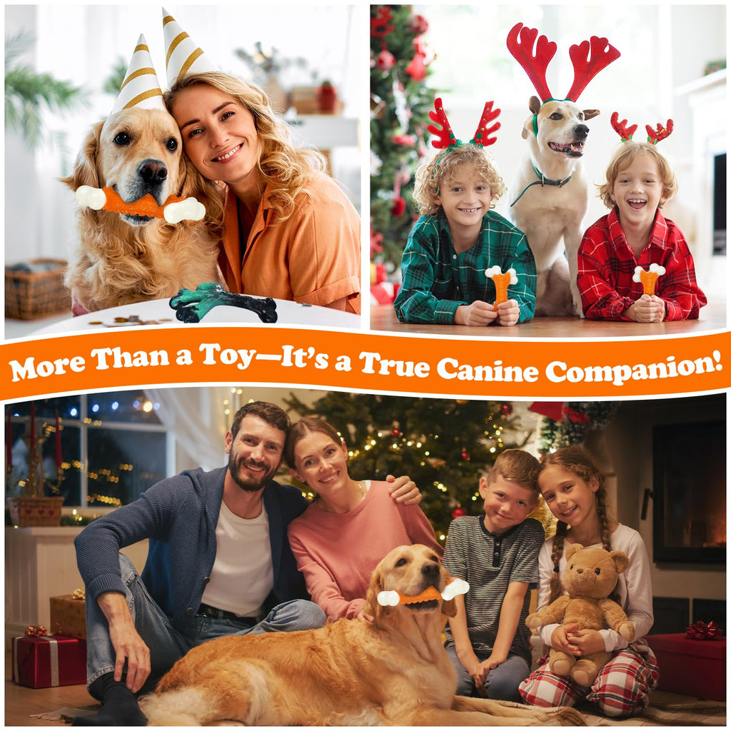 Kseroo 2-Pack Indestructible Dog Toys for Aggressive Chewers: Peanut Butter Flavored Hard Nylon Bone Chew Toys, Tough Dog Chew Toys, Dog Toys to Keep Them Busy for Medium Large Dogs, Orange