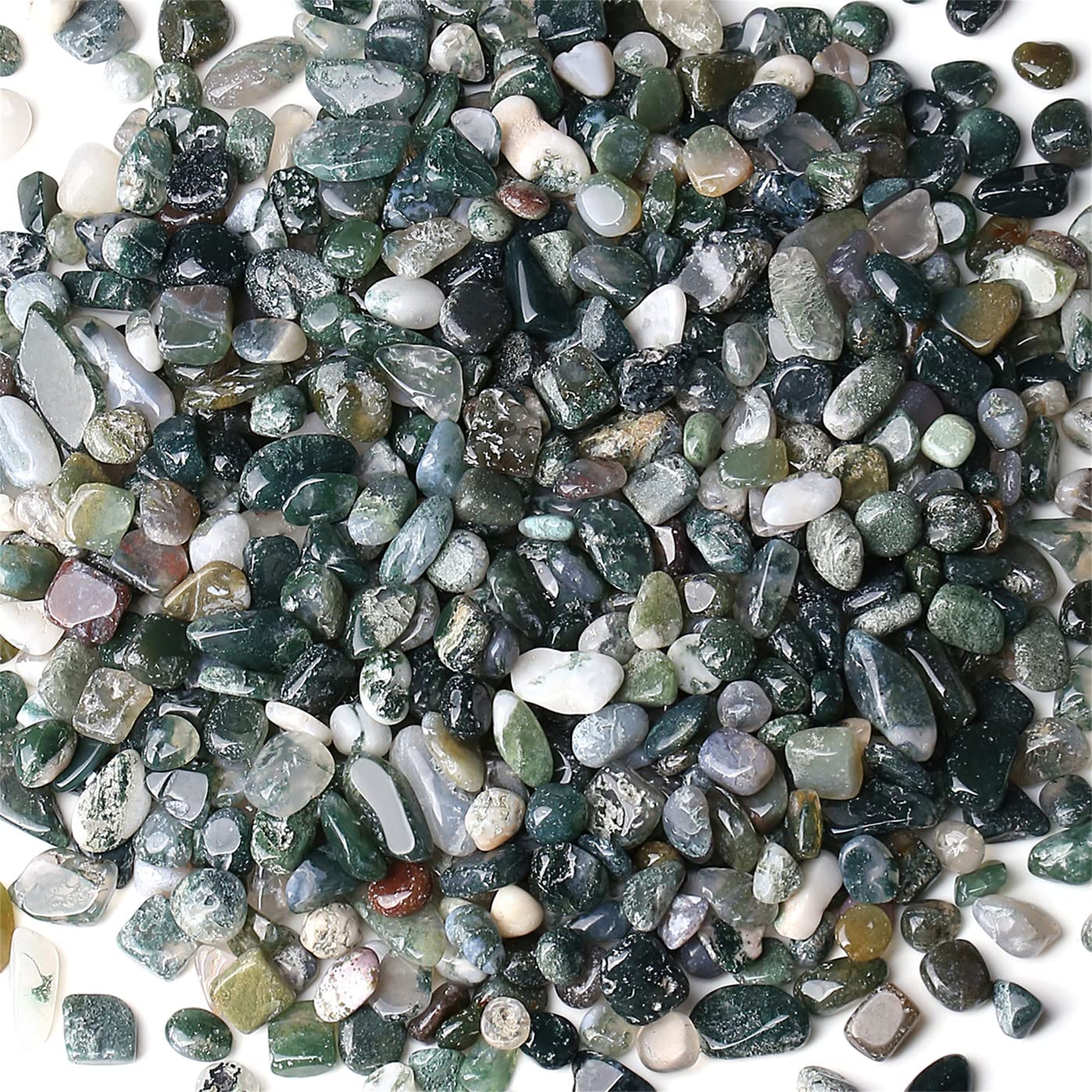 1lb Aquatic Agate Aquarium Gravel Rocks Natural Tumbled Healing Crystal Chips Bulk Gemstones Crushed Stones for Fountain Vase Filler Planters Decorative Fish Tank Potted Reiki Energy Balancing