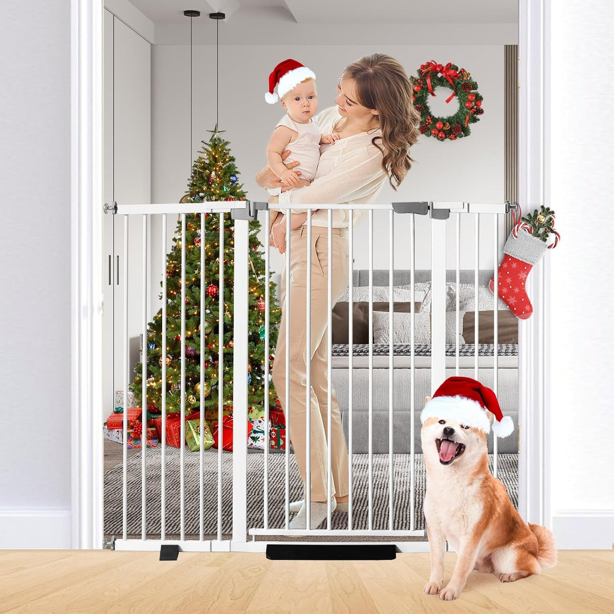 Rgqphantom 41" Tall Safety Pet Gate,Adjustable 29.92"-57.48" Wide(Black)