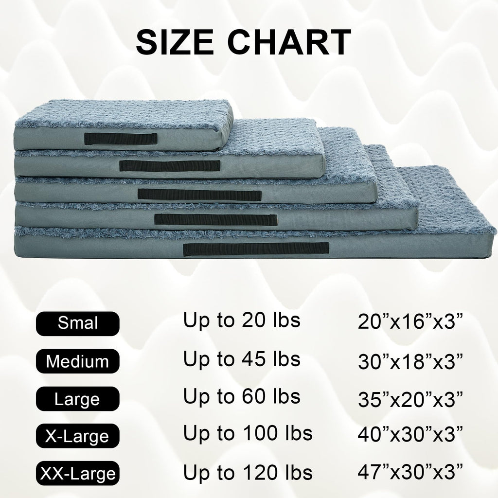 Orthopedic Dog Beds for Crate with Removable Washable Cover Egg-Crate Foam Pet Pad Mat with Anti-Slip Bottom,Waterproof Dog Beds Large Sized，40x30 Inch