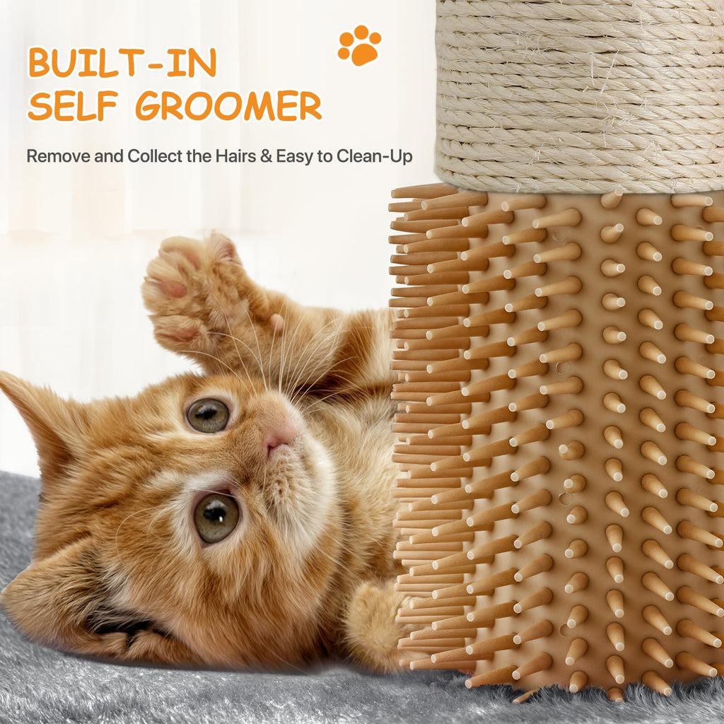 Polias 36-Inch Cat Tree Tower for Small and Medium Indoor Cats, Multi-Level Cat Furniture with Sisal Scratching Posts, Hammock, Condo & Scratching Board, Light Gray