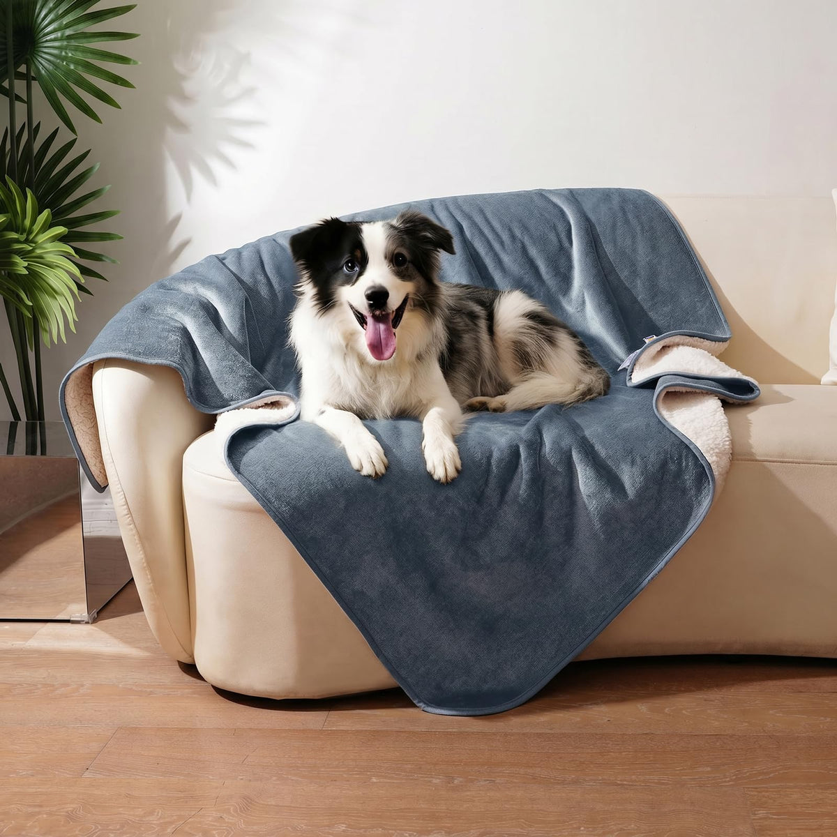 Sunheir Waterproof Blanket for Bed, Reversible Soft Flannel Twin Bed Blanket 60" x 80", Leakproof Throw Spill-Proof Dog Pet Blanket for Couch Cover, Furniture, Camping, Travel, Grey