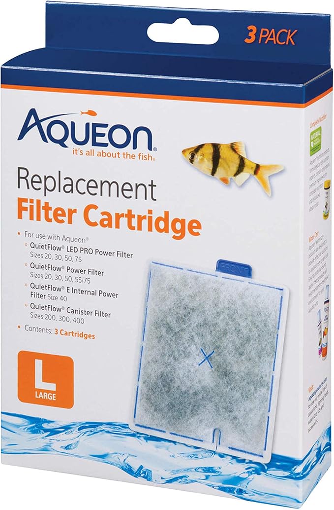 Aqueon Replacement Filter Cartridges For Filter Models 20, 30, 40, 50, and 75, and Canister Models 200, 300, and 400, Large