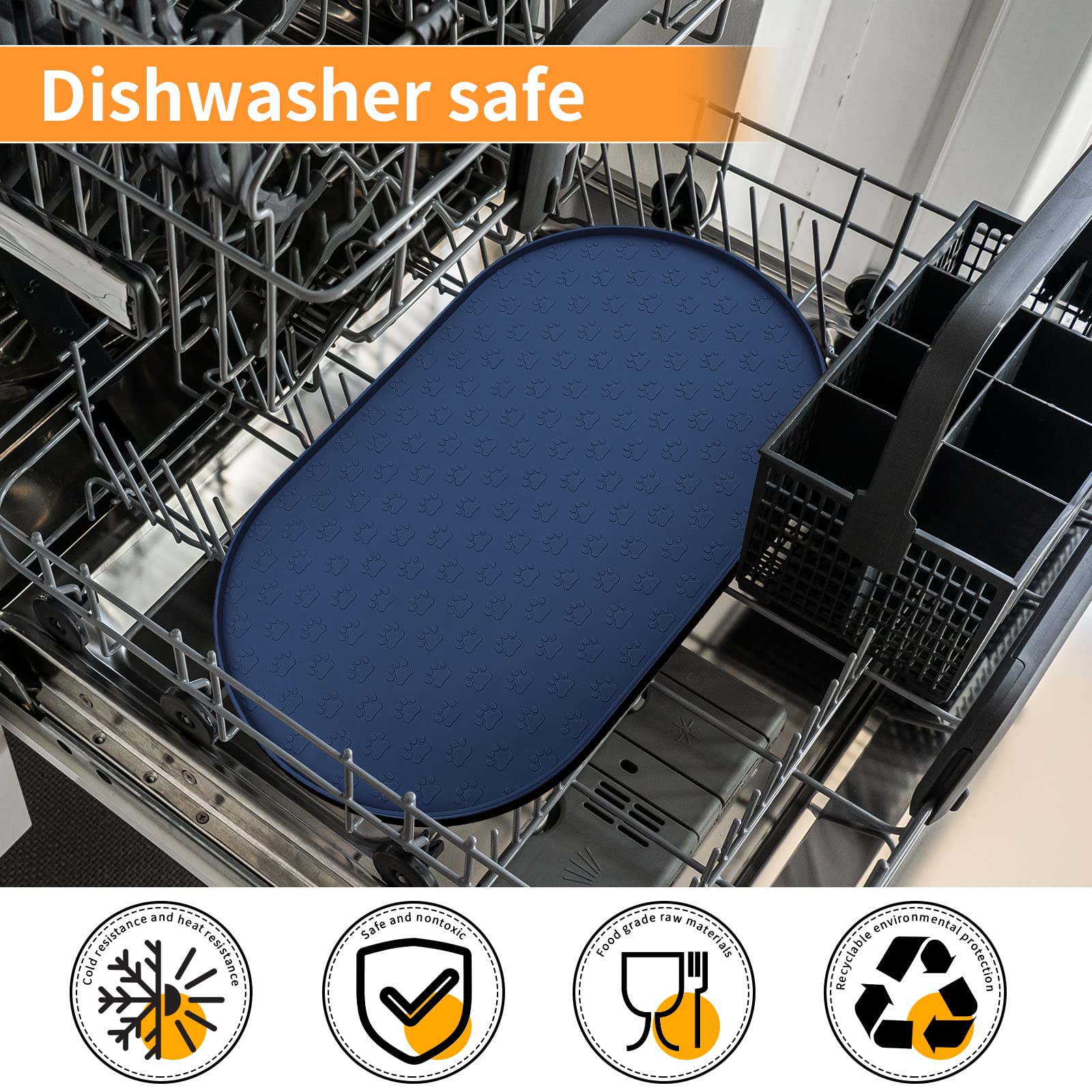 KPWACD Dog Food Mat Anti-Slip Bowl Mats, High-Lips Waterproof Pet Placemat