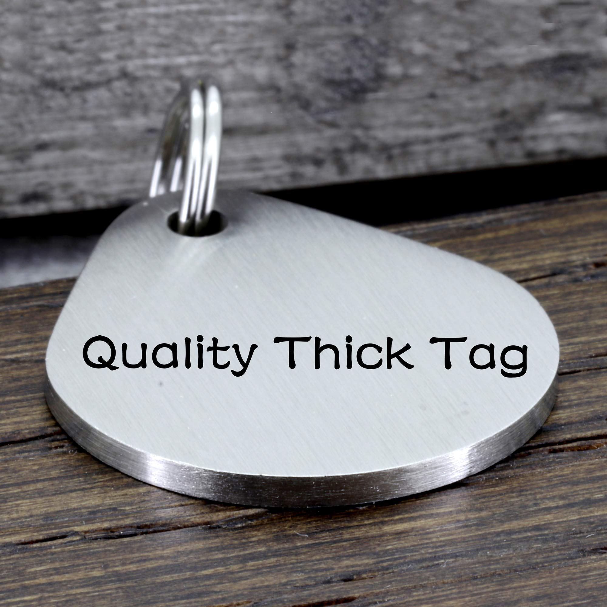 Ultra Joys Dog ID Tag, Custom Dog Tag Personalized Cat Tag, Pet ID Tag, Brushed Stainless Steel Teardrop Dog Tag Silver Large