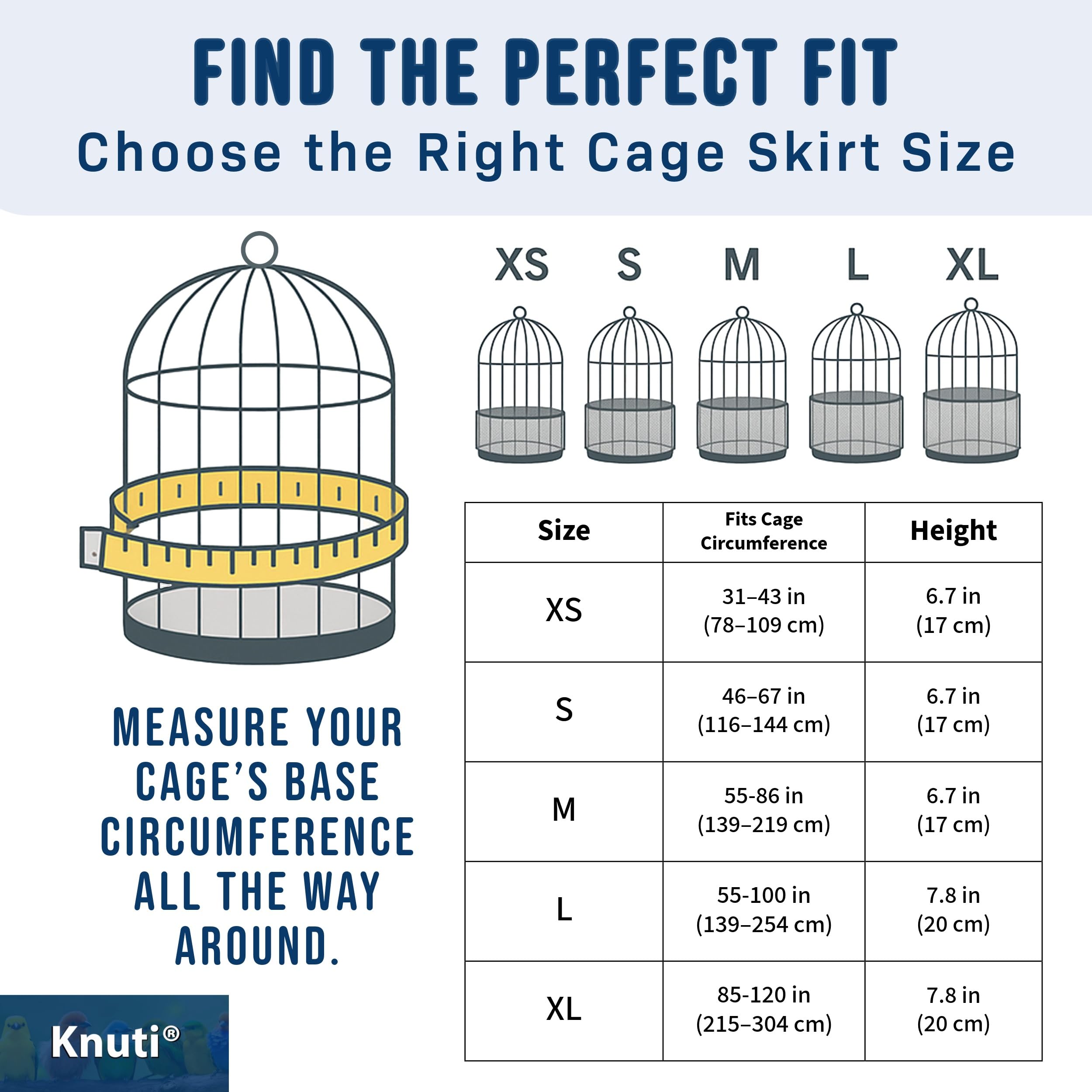 KNUTI Universal Bird Cage Seed Catcher Universal Mesh Skirt Cover Stretchy Small Animal Cages Cover Pet Removable Durable Protector (Seed Catcher)