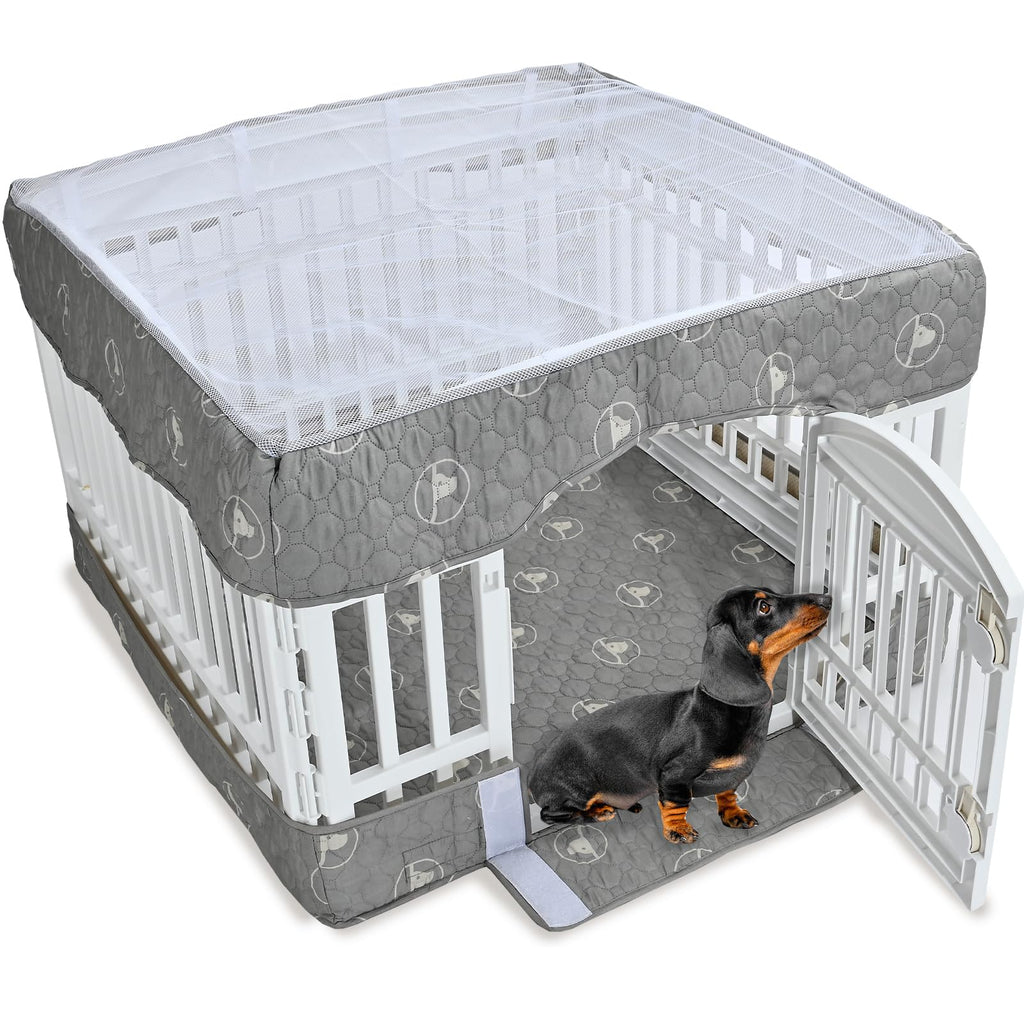 PJYuCien Playpen Cover and Bottom Pad for 36'' Width 4 Panel Pen, Gray