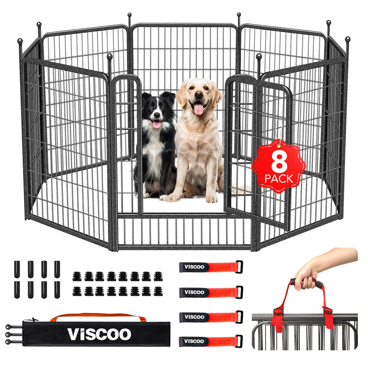 VISCOO Dog Playpen Outdoor, 16 Panels 40" High Metal Dog Fence with Gate