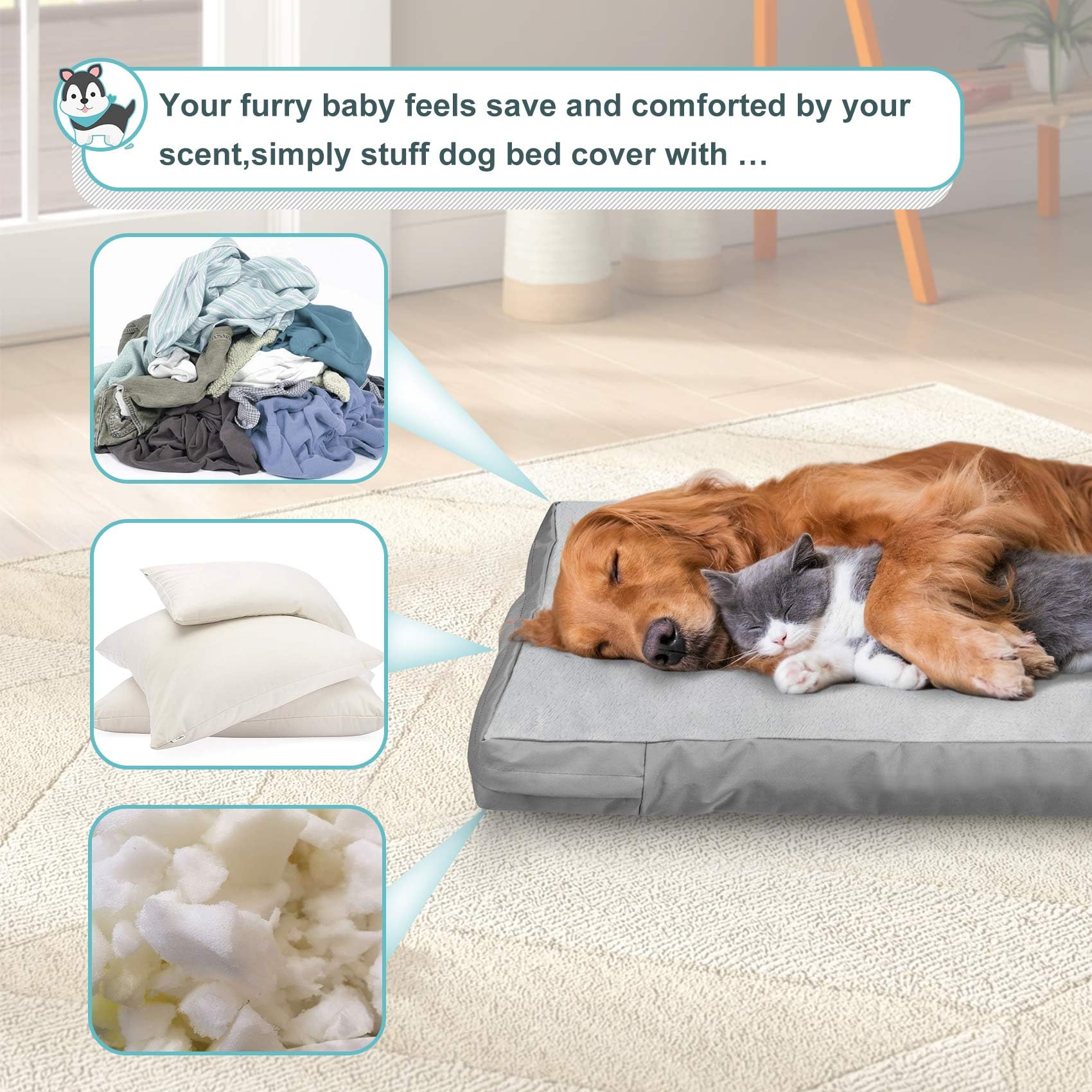 Explore Land Fluffy Dog Bed Cover for 48 Inch Crate, 48Lx30Wx4H inch, Gray