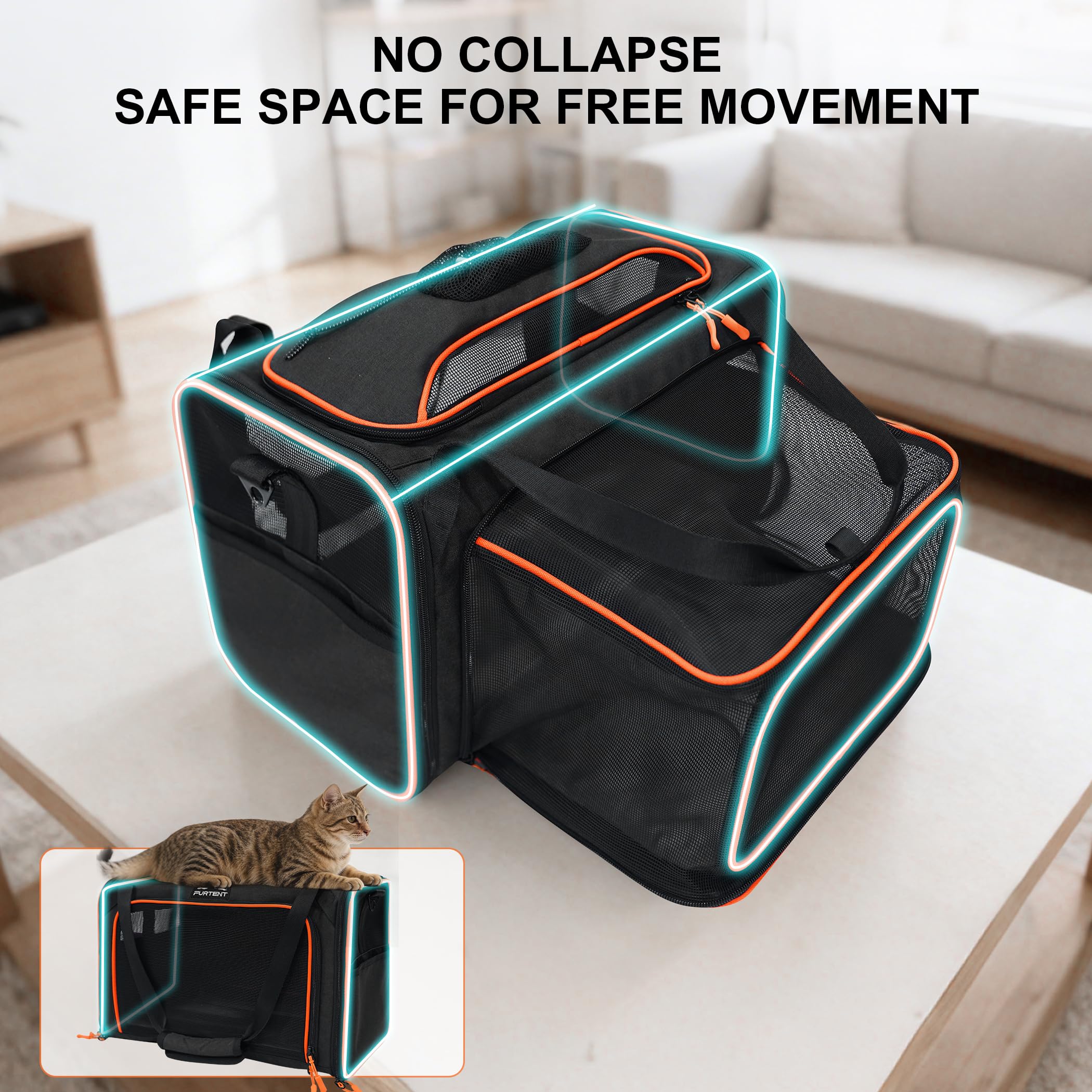 Expandable cat Carrier Soft Sided Airline Approved Pet Carrier Up to 12lbs