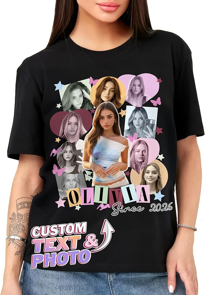 Tehg & Tuhg Custom T Shirts with Picture, Vintage Bootleg Rap Tee, Boyfriend Girlfriend, Unique Gift for Birthday Anniversary
