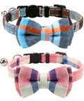 Joytale Upgraded Cat Collar with Bells, Breakaway Cat Collars with Bow Tie, 1 Pack Girl Boy Safety Plaid Kitten Collars, Red