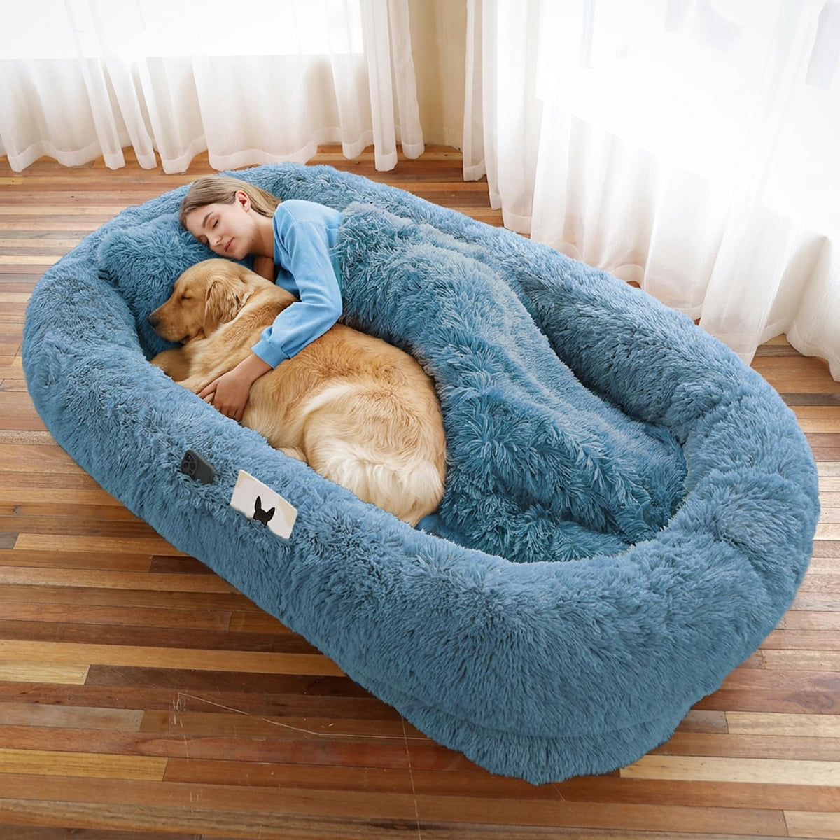 WROS Human Dog Bed for Adult, 71"x45"x12" Giant Calming Nest Beds, Grey
