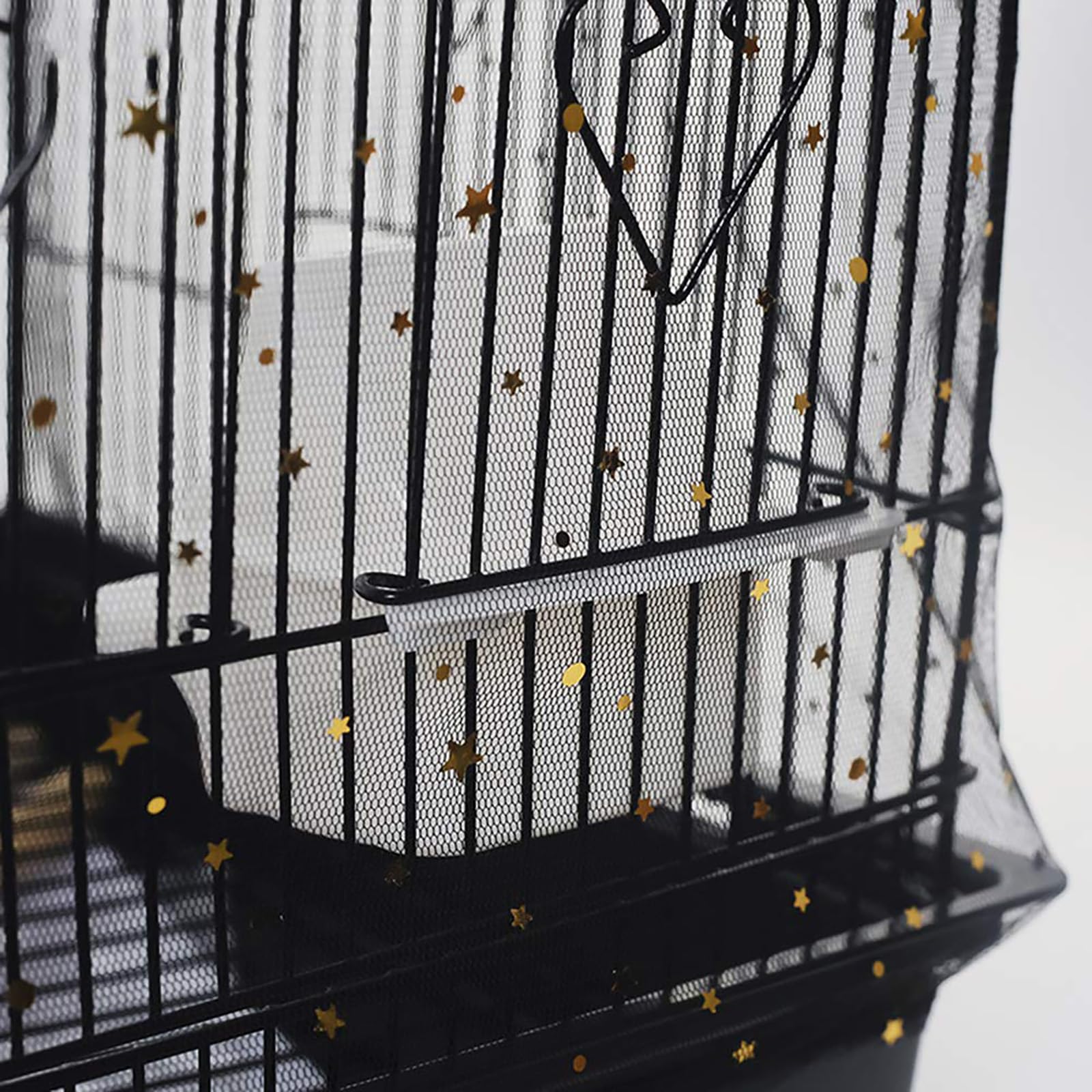 QBLEEV Extra Large 29.5" Mesh Bird Seed Catcher, Bird Cage Guard Cover with No Mess, Birdcage Nylon Shell Skirt Traps Guards to Protect Floors, Stretchy Cage Covers with Secure Fit