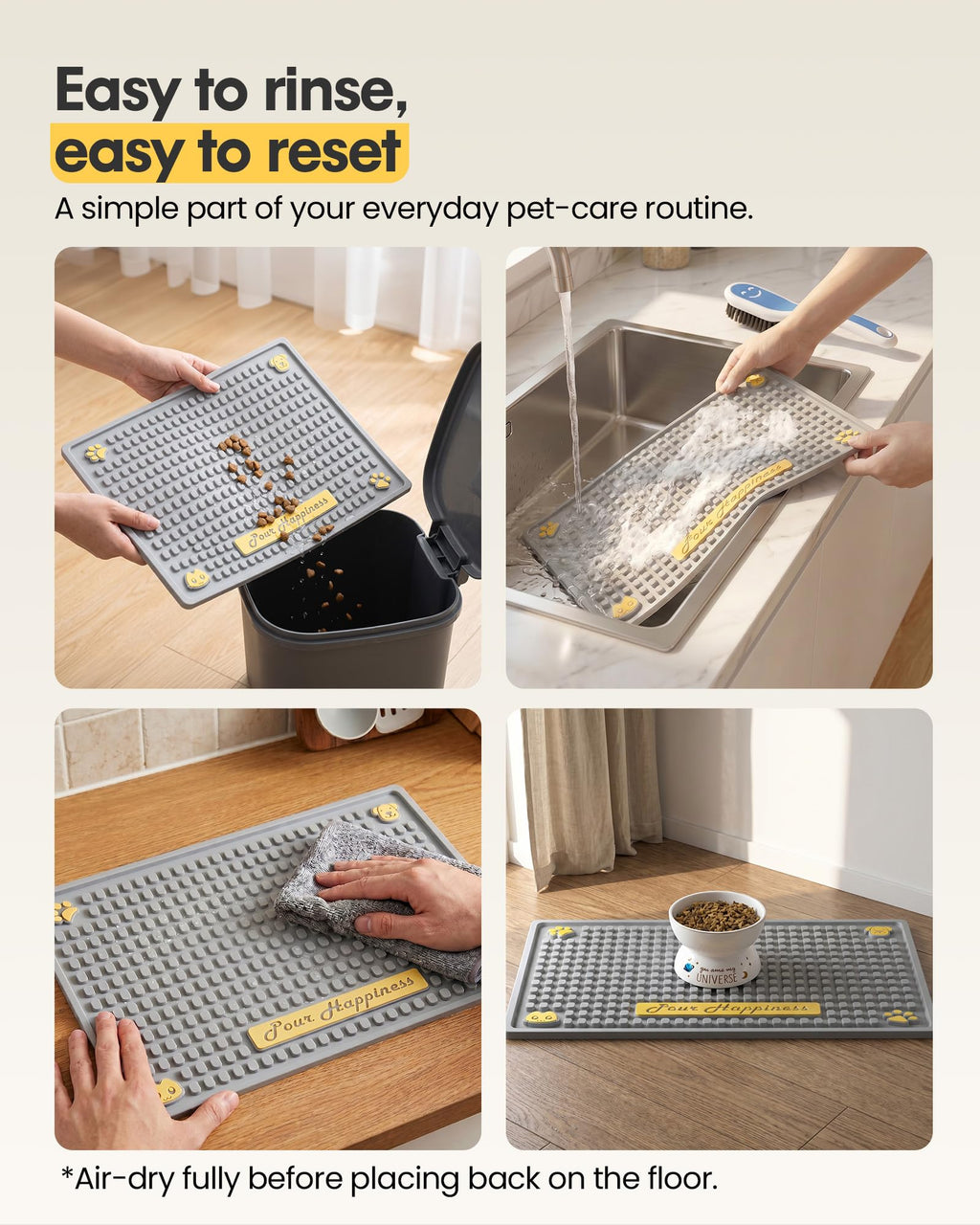 Tomxcute Cat Water Fountain Mat,Waterproof Non-Slip Pet Placemat,20 * 14"