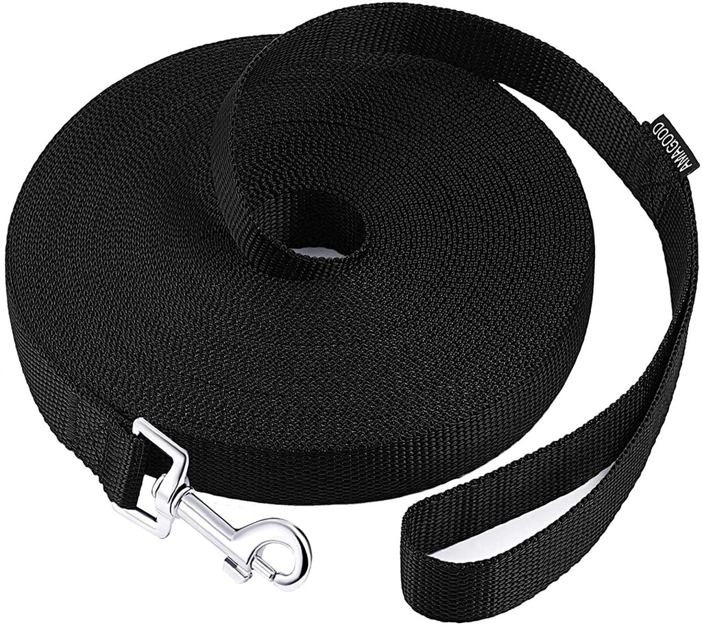AmaGood Dog Leashes for Small Medium Large Dogs,15 ft 20 ft 30 ft 50 ft Long Dog Leashes for Dog Training,Tie Out,Play,Safety,Camping (20 feet, Black)