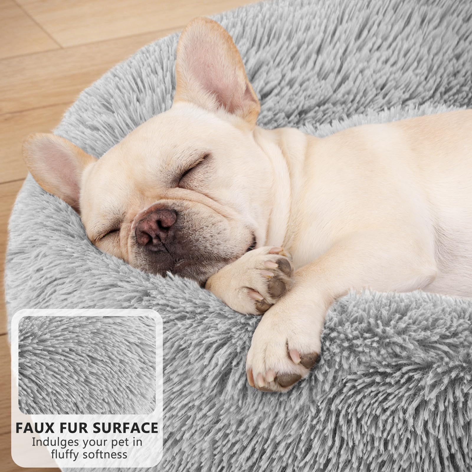MIXJOY Orthopedic Dog Bed Comfortable Donut Cuddler Round Pet Beds Ultra Soft Washable Dog and Cat Cushion (20''/23''/30'') (23'', Grey)
