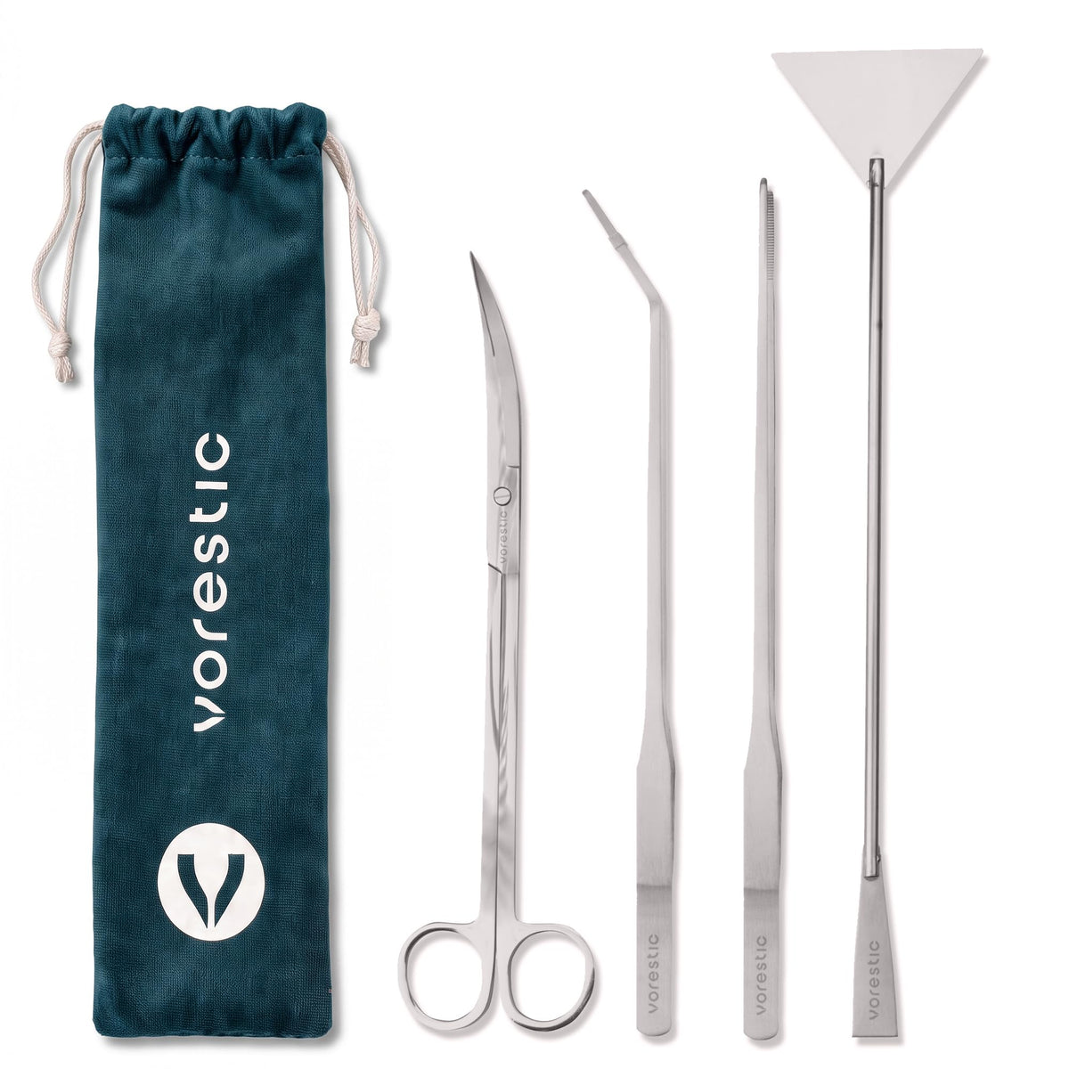 VORESTIC 4Pcs Aquascaping Tools, Stainless Steel Aquarium Tweezers, Scissors and Spatula - Aquascape Tools Set for Trimming, Maintenance