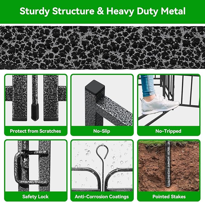 Heavy Duty Dog Playpen: 16 Steel Panels 47" Height, Square Steel Pipe with Reinforced Crossbars, 36FT 103 Sq.ft Portable Fence for Yard RV Camping, Snowy Black