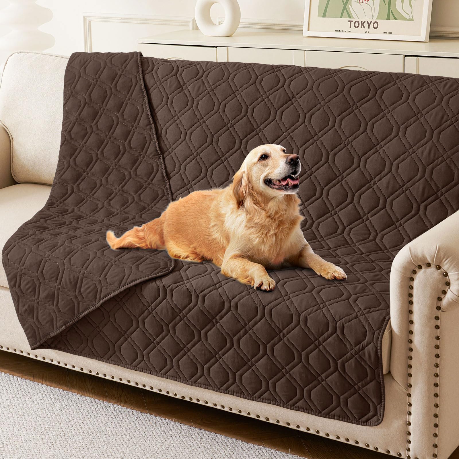 hyha Waterproof Reversible Dog Blanket, Soft Couch Cover for Dogs Washable — 30x53 Inch — 52x82 Inch