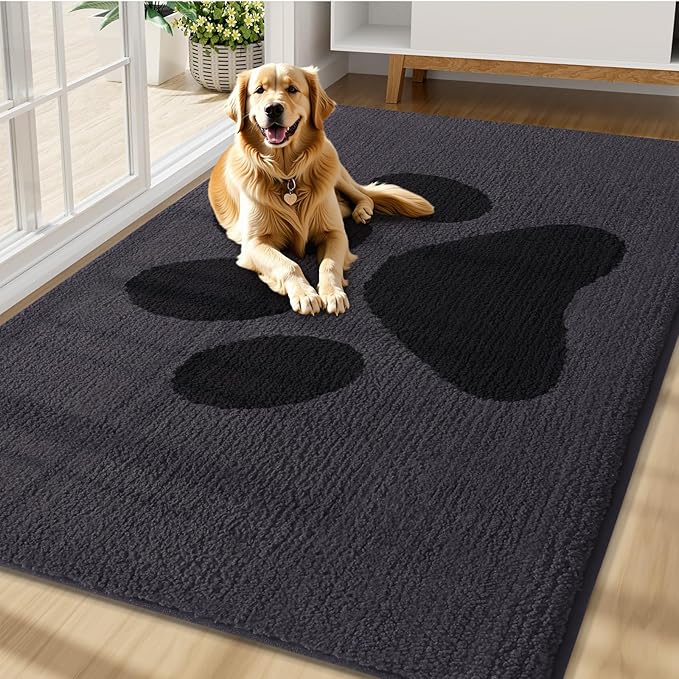 Buganda Dog Door Mat for Muddy Paws 47x24, Absorbent Doormat for Inside — 70.0"l X 47.0"w X 0.6"th